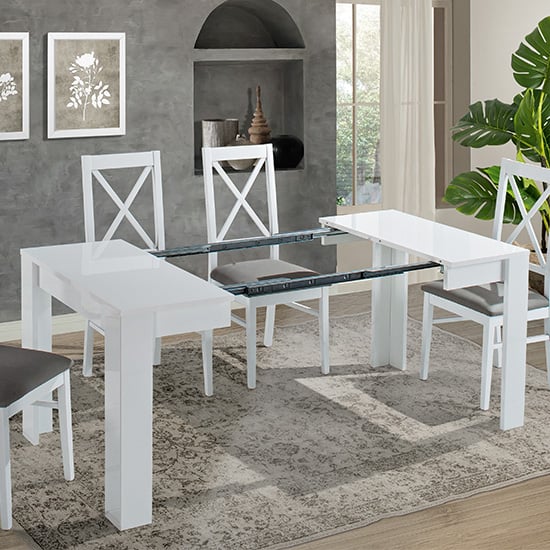 Idea Extending Wooden Dining Table In White High Gloss_3