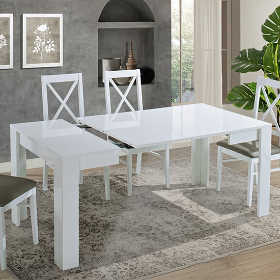 Idea Extending Wooden Dining Table In White High Gloss_1