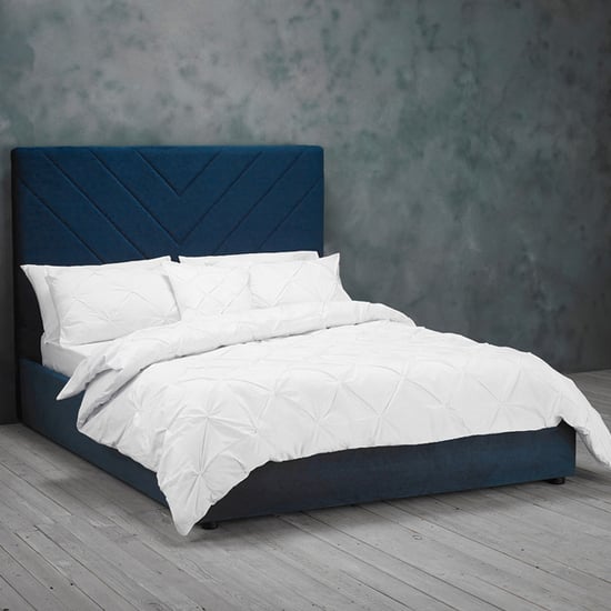 Photo of Idling velvet double bed in royal blue