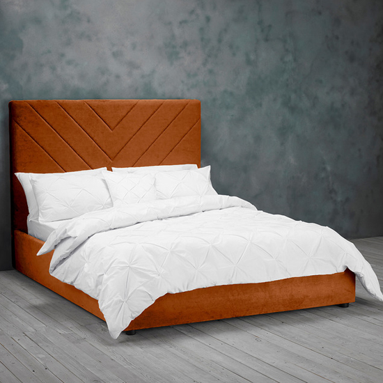 Photo of Idling velvet king size bed in burnt orange