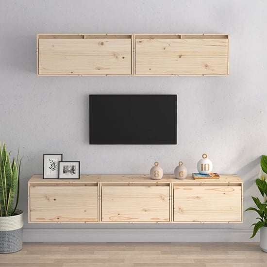 Product photograph of Idonia Solid Pinewood Entertainment Unit In Natural from Furniture in Fashion