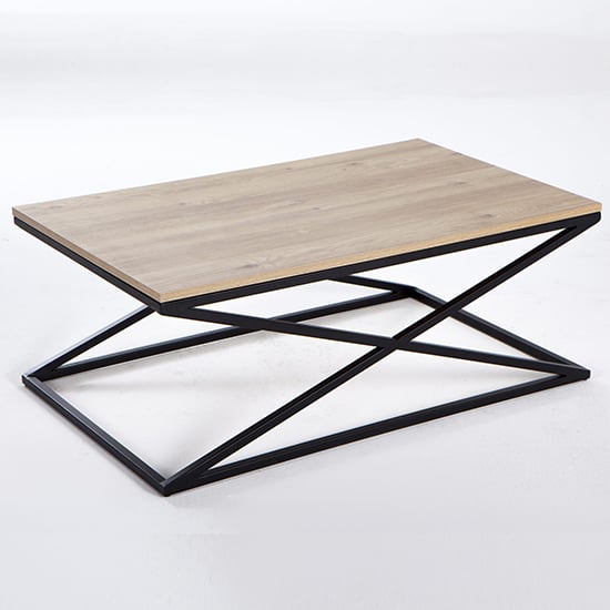 Product photograph of Idra Oak Effect Top Coffee Table With Black Metal Frame from Furniture in Fashion