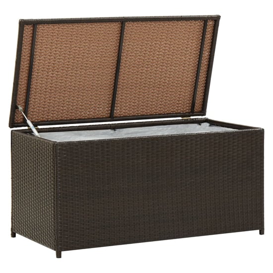 Photo of Ijaya 100cm poly rattan garden storage box in brown