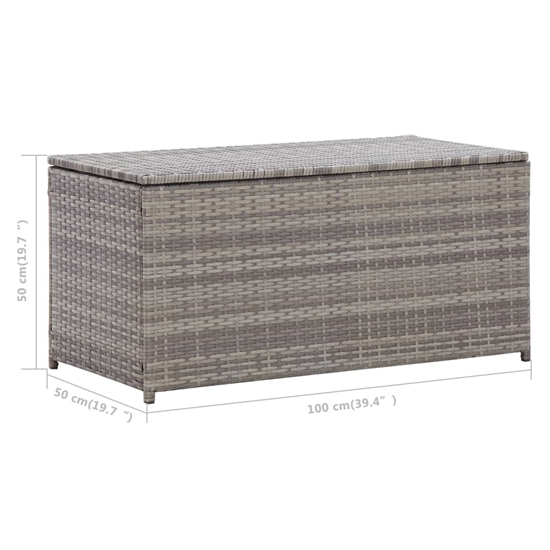 Ijaya 100cm Poly Rattan Garden Storage Box In Grey