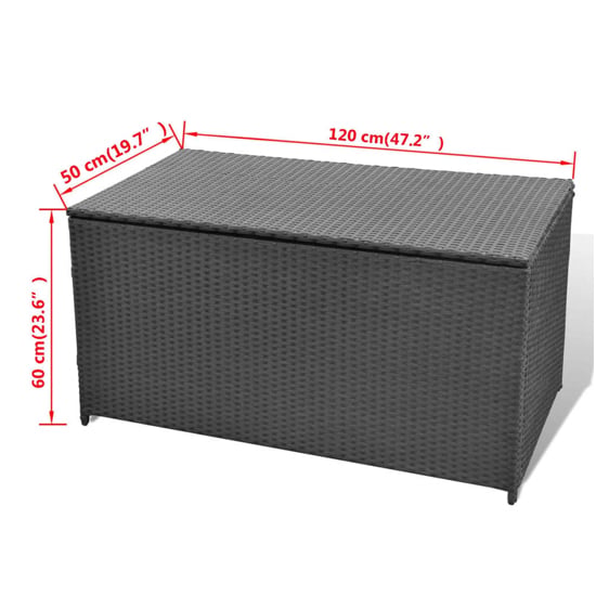Ijaya 120cm Poly Rattan Garden Storage Box In Black