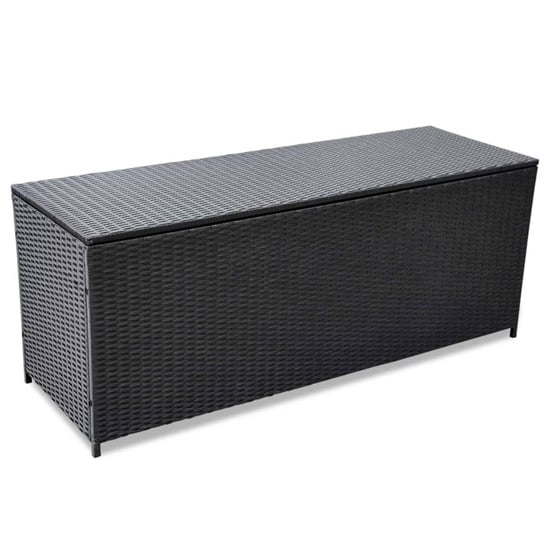 Photo of Ijaya 150cm poly rattan garden storage box in black