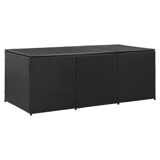 Ijaya 180cm Poly Rattan Garden Storage Box In Black