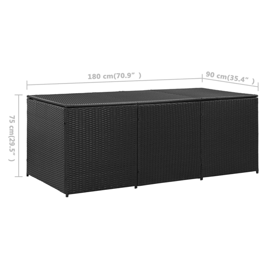 Ijaya 180cm Poly Rattan Garden Storage Box In Black