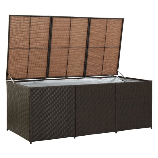 Ijaya 180cm Poly Rattan Garden Storage Box In Brown