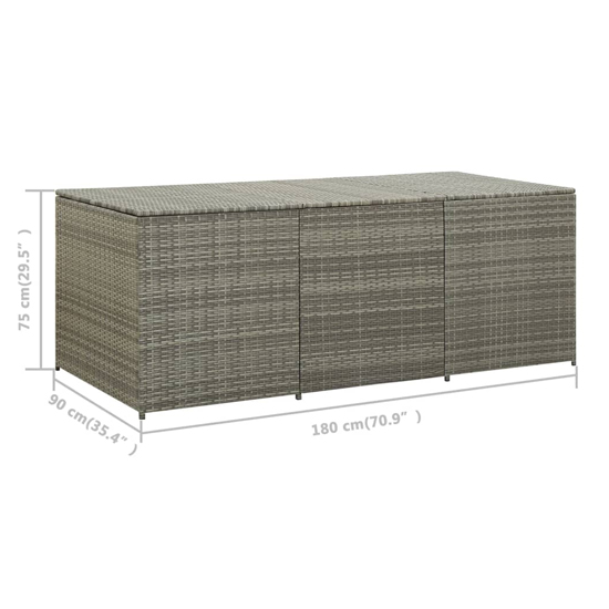 Ijaya 180cm Poly Rattan Garden Storage Box In Grey