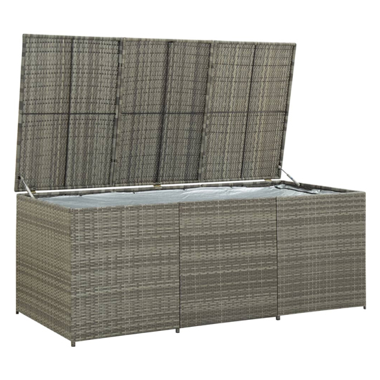 Product photograph of Ijaya 180cm Poly Rattan Garden Storage Box In Grey from Furniture in Fashion