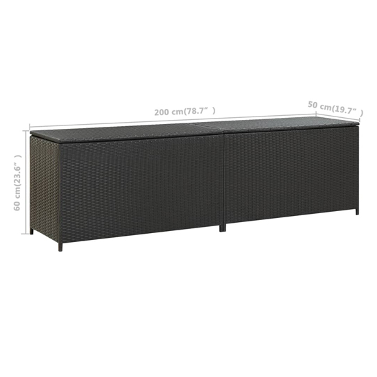 Ijaya 200cm Poly Rattan Garden Storage Box In Black