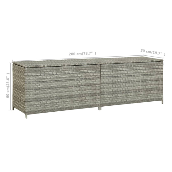 Ijaya 200cm Poly Rattan Garden Storage Box In Grey