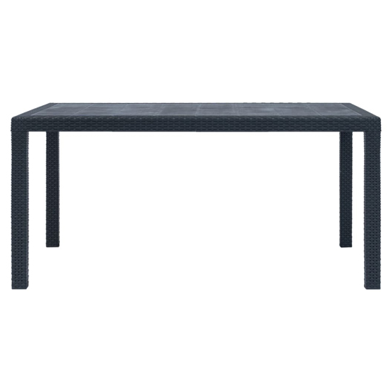 Ijaya Plastic Rattan Garden Dining Table In Anthracite