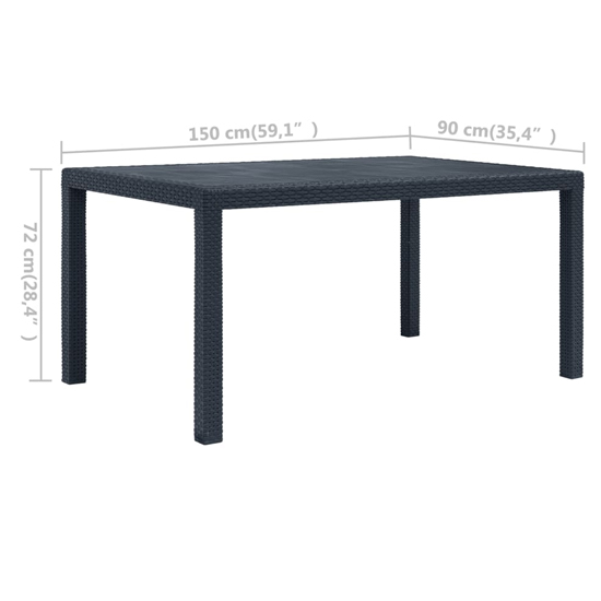 Ijaya Plastic Rattan Garden Dining Table In Anthracite
