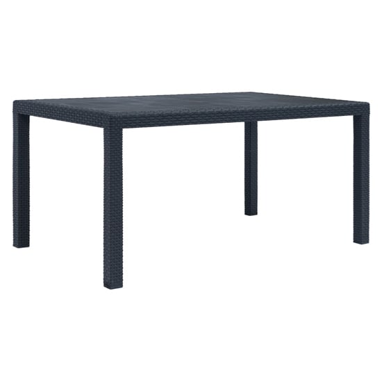 Ijaya Plastic Rattan Garden Dining Table In Anthracite