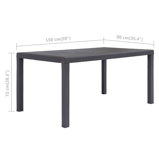 Ijaya Plastic Rattan Garden Dining Table In Brown