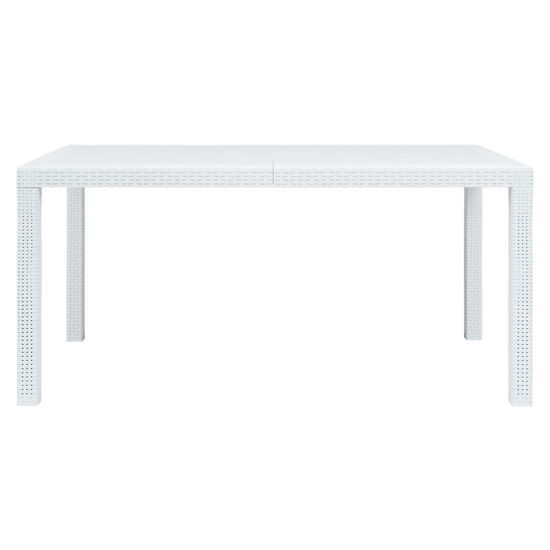 Ijaya Plastic Rattan Garden Dining Table In White
