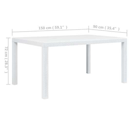 Ijaya Plastic Rattan Garden Dining Table In White_3