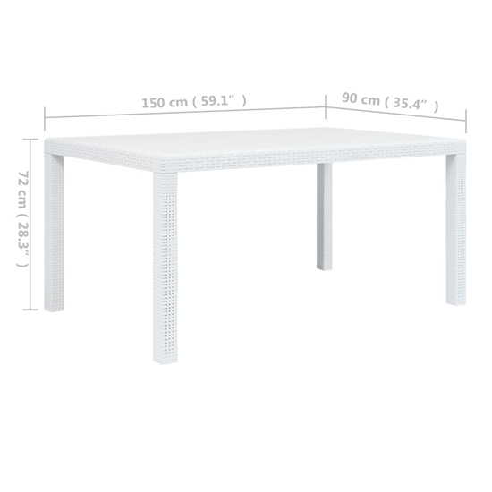 Ijaya Plastic Rattan Garden Dining Table In White