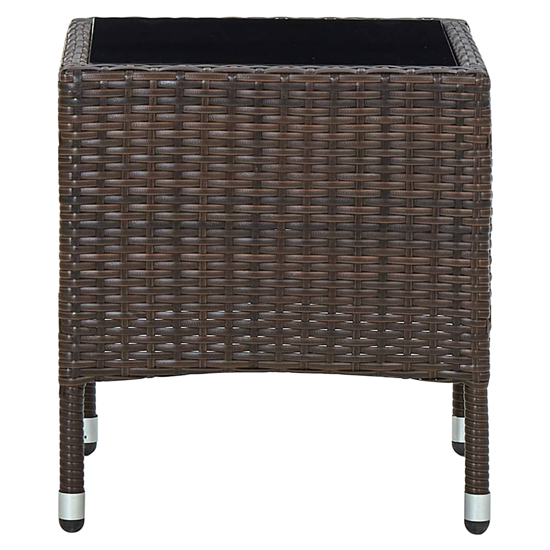 Ijaya Square Glass Top Rattan Garden Dining Table In Brown