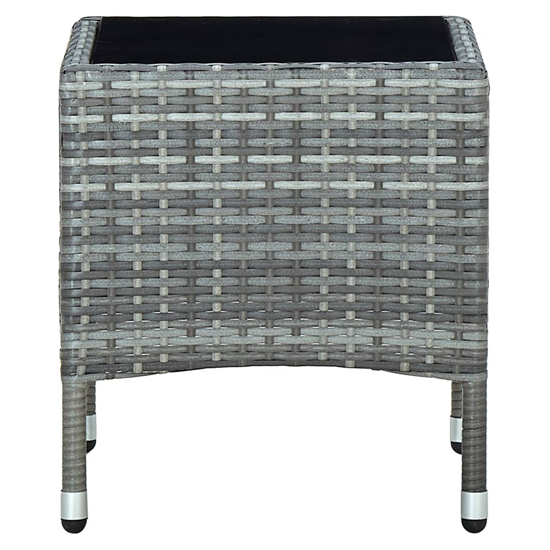 Ijaya Square Glass Top Rattan Garden Dining Table In Grey