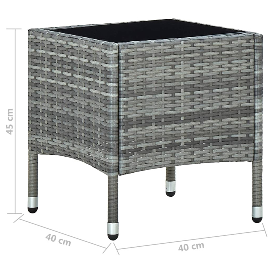 Ijaya Square Glass Top Rattan Garden Dining Table In Grey