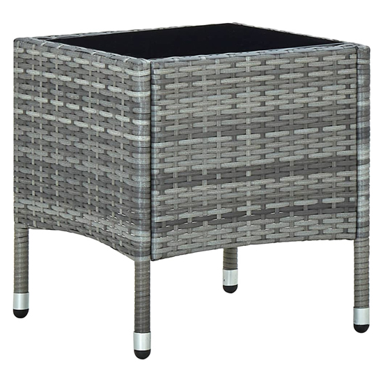 Product photograph of Ijaya Square Glass Top Rattan Garden Dining Table In Grey from Furniture in Fashion