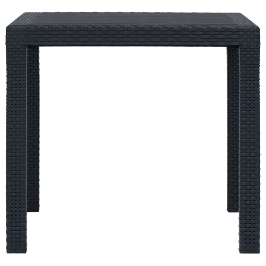 Ijaya Square Plastic Rattan Garden Dining Table In Anthracite