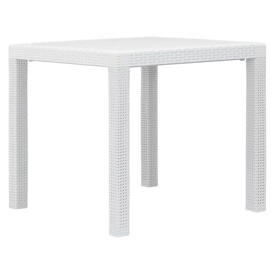 Photo of Ijaya square plastic rattan garden dining table in white