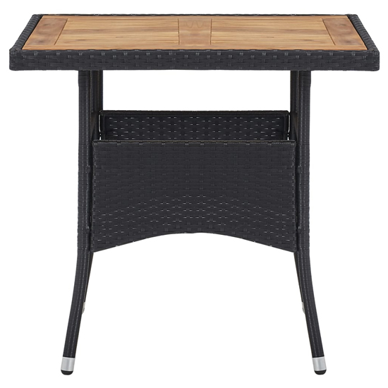 Ijaya Square Wooden Top Rattan Garden Dining Table In Black