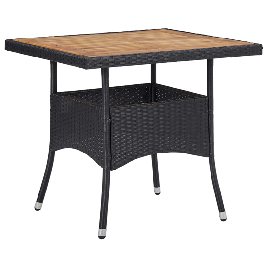 Photo of Ijaya square wooden top rattan garden dining table in black