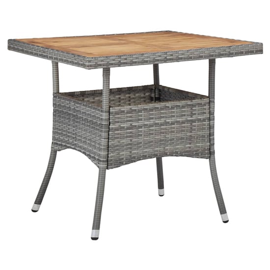 Product photograph of Ijaya Square Wooden Top Rattan Garden Dining Table In Grey from Furniture in Fashion