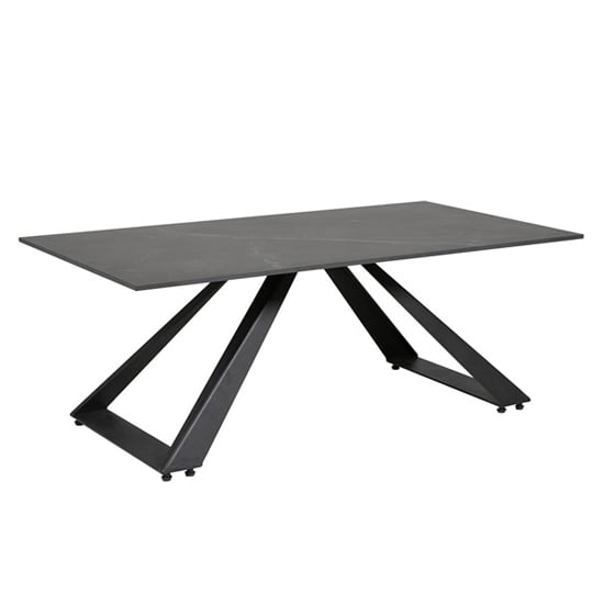 Iker Grey Stone Coffee Table With Black Metal Base