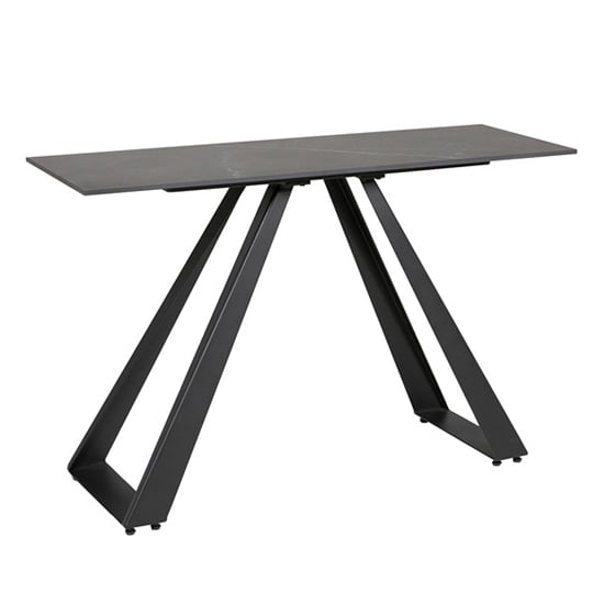 Photo of Iker grey stone console table with black metal base
