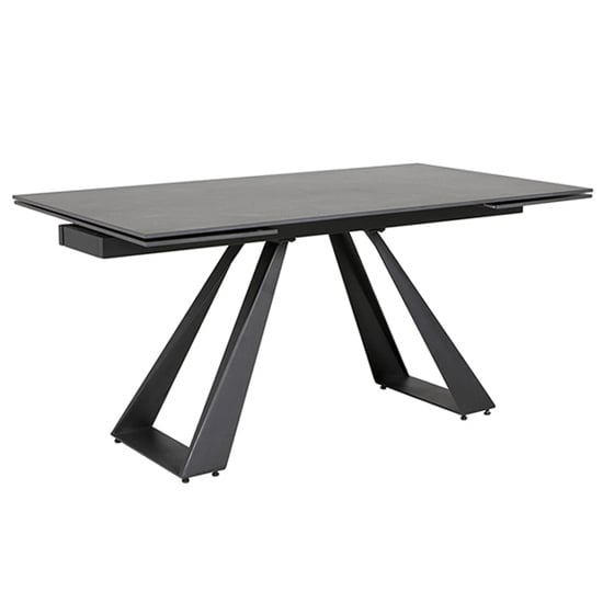 Read more about Iker grey stone extending dining table with black metal base