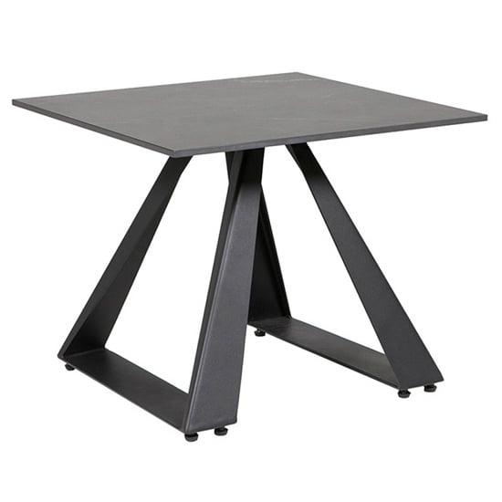 Product photograph of Iker Grey Stone Lamp Table With Black Metal Base from Furniture in Fashion