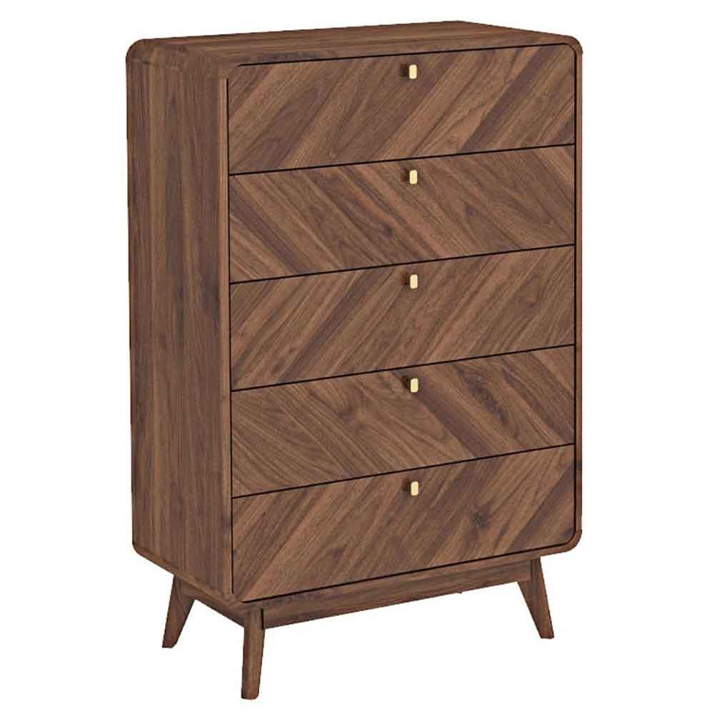 Ilford Wooden Chest Of 5 Drawers In Columbian Walnut