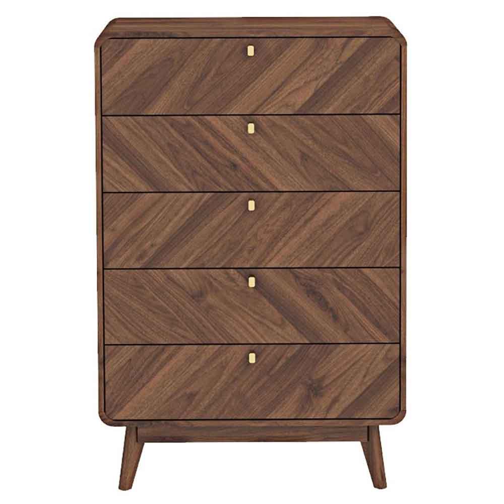 Ilford Wooden Chest Of 5 Drawers In Columbian Walnut