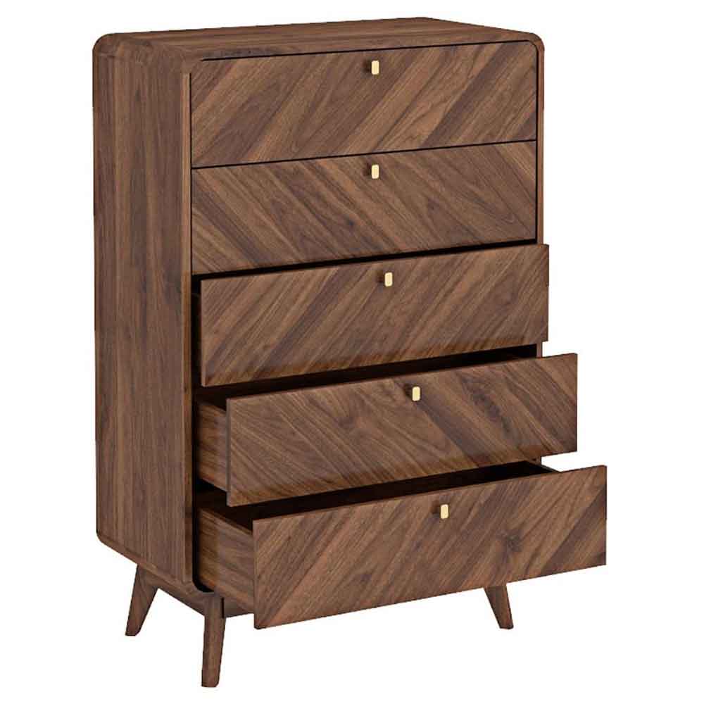 Ilford Wooden Chest Of 5 Drawers In Columbian Walnut