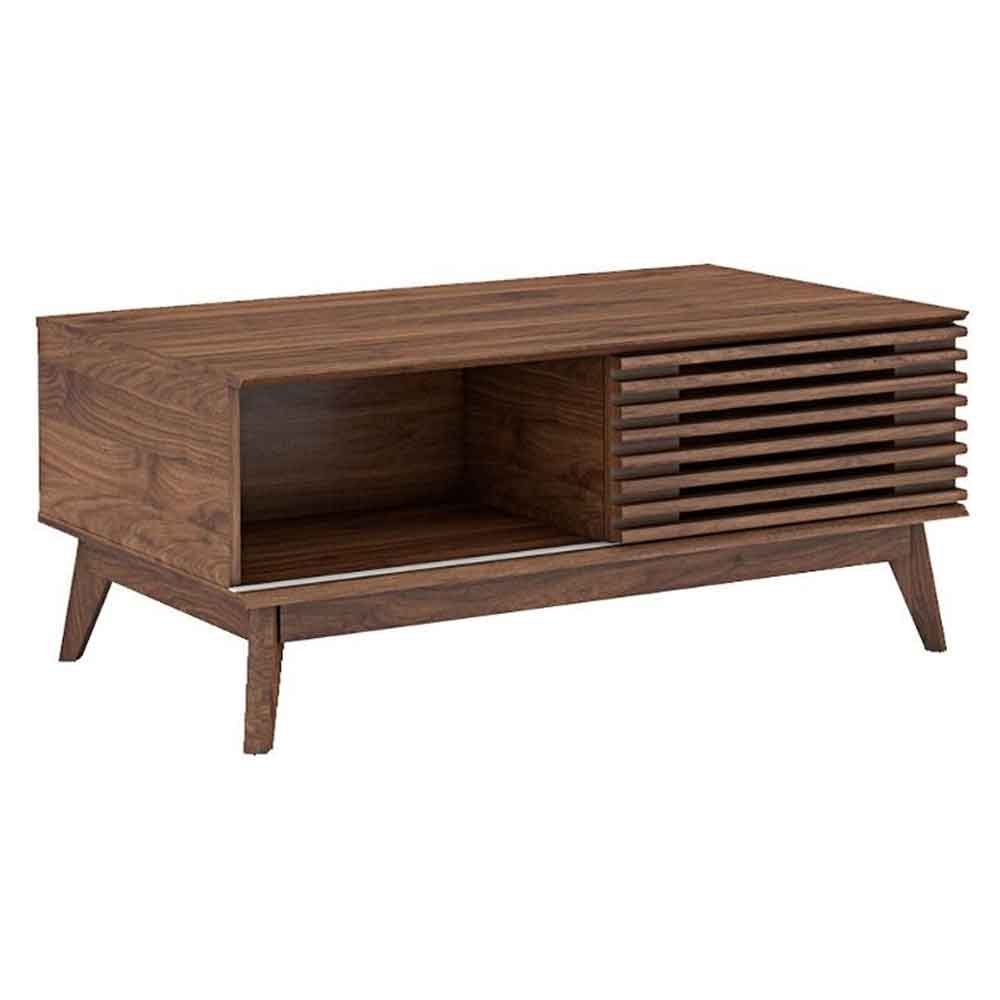 Ilford Wooden Coffee Table With 1 Sliding Door In Columbian Walnut