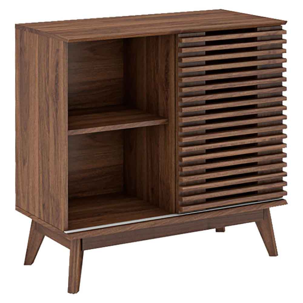 Ilford Wooden Display Stand With 1 Sliding Door In Columbian Walnut