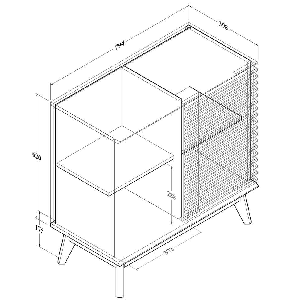 Ilford Wooden Display Stand With 1 Sliding Door In Columbian Walnut