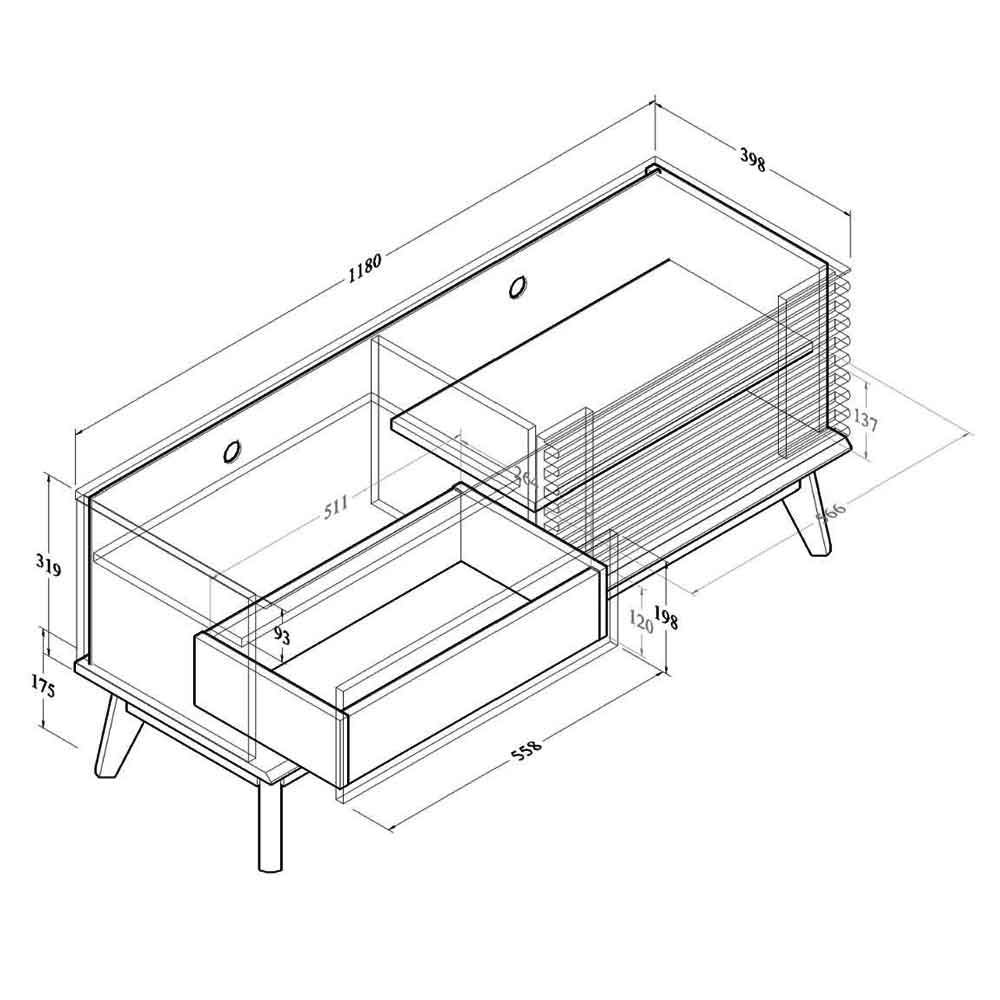 Ilford Wooden TV Stand With 1 Sliding Door In Columbian Walnut