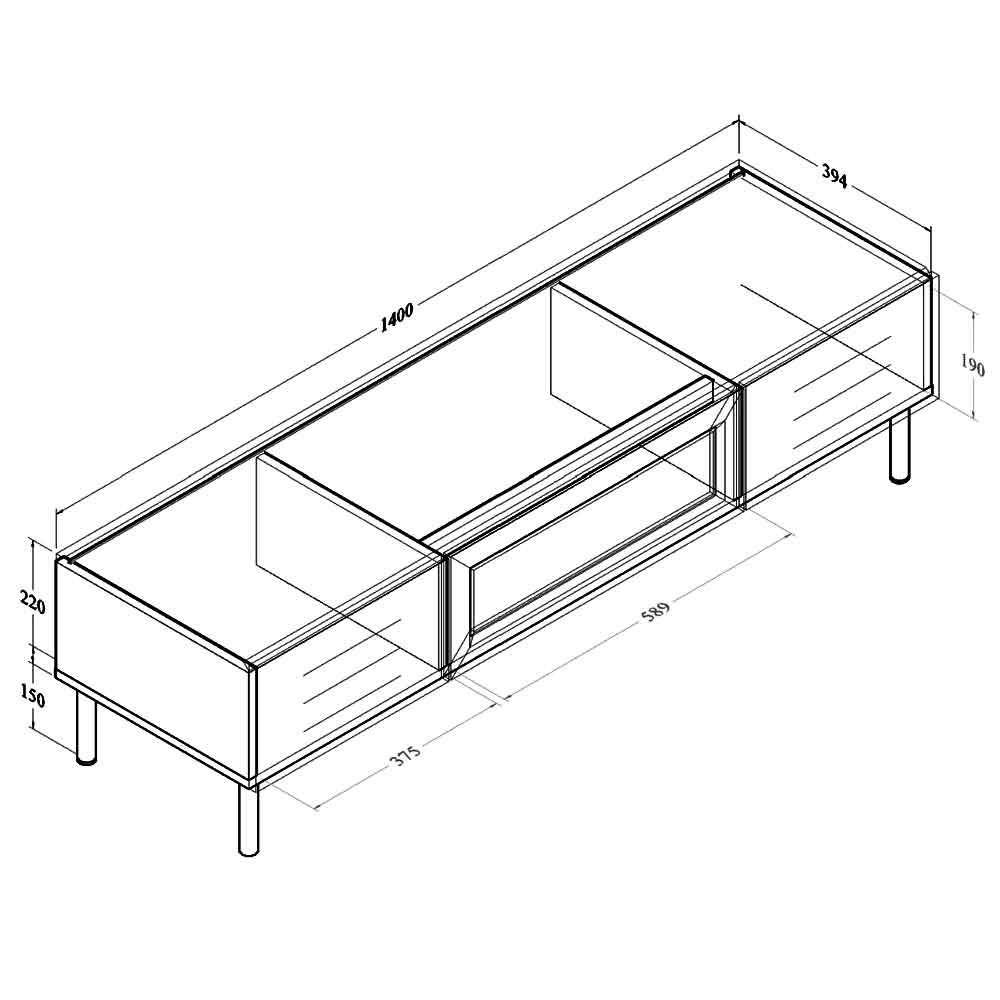 Ilford Wooden TV Stand With 2 Doors In Mid Oak