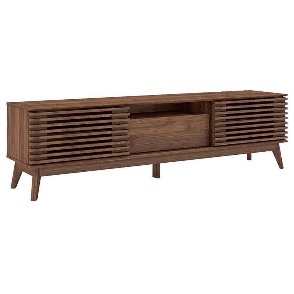 Ilford Wooden TV Stand With 2 Sliding Doors In Columbian Walnut