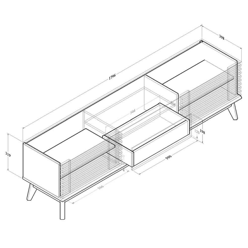 Ilford Wooden TV Stand With 2 Sliding Doors In Columbian Walnut