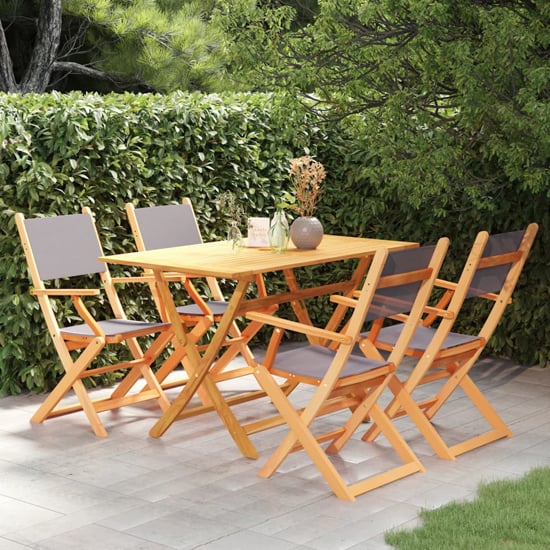 Ilkley Solid Eucalyptus Wood 5 Piece Outdoor Dining Set In Grey