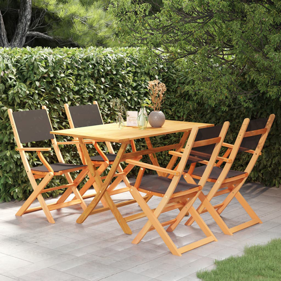 Ilkley Solid Eucalyptus Wood 5 Piece Outdoor Dining Set In Black Furniture in Fashion