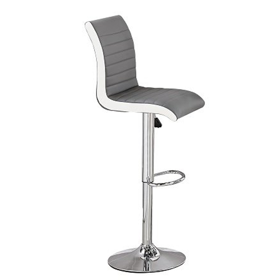 Ilko White High Gloss Bar Table With 4 Ritz Grey White Stools